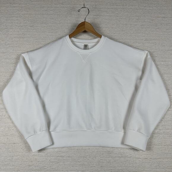 SPANX AirEssentials Crew Neck Sweatshirt in Powder Sz Med Cream Color - Picture 4 of 16